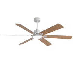 Smart 60" Indoor/Outdoor Ceiling Fan with Light, Modern White 6-Blade Design, Remote Control, Dimmable LED, 6-Speed Quiet DC Motor, Reversible for Year-Round Use