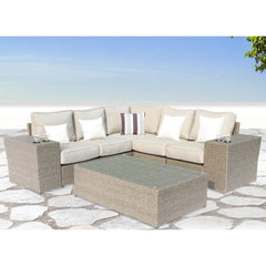 Fully Assembled 4-Seat Outdoor Wicker Sectional with Weather-Resistant Cushions