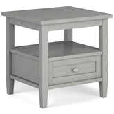 Warm Shaker Solid Wood 20 inch Wide Transitional End Table in Fog Grey