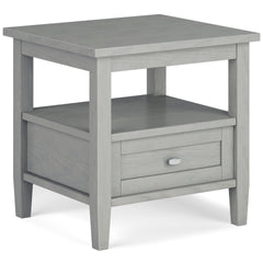 Warm Shaker Solid Wood 20 inch Wide Transitional End Table in Fog Grey