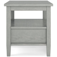 Warm Shaker Solid Wood 20 inch Wide Transitional End Table in Fog Grey