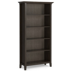 Amherst 36 inch Solid Wood 5 Shelf Bookcase in Hickory Brown