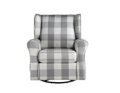 Patli Gray&White Fabric Glider Chair with Swivel