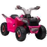Aosom Kids ATV Quad Car, 6V Four-Wheeler for Kids with Forward Backward Function, Wear-Resistant Wheels for Toddlers Ages 18-36 Months, Pink