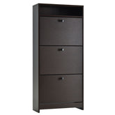 HOMCOM Slim Shoe Cabinet, Trendy Shoe Storage Cabinet with 3 Large Fold-Out Drawers & a Spacious Top Surface for Small Items, Espresso