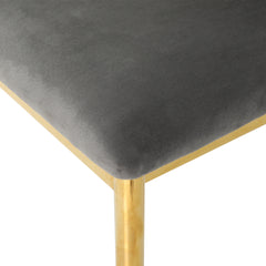 Modern simple Dark gray velvet dining chair, family bedroom stool back student table chair, gold-plated metal chair legs, suitable for dining room kitchen bedroom (set of 2)