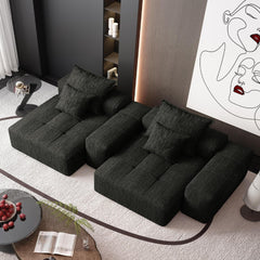 Modern Oversized Modular Sectional Sofa with 2 chaise lounge and 2 armrest,Sparkling Chenille Fabric Soft Cushion Sofa with 4 Pillows,4 PCS DIY Combination Tufted Sofa,No Assembly Required,BLACK