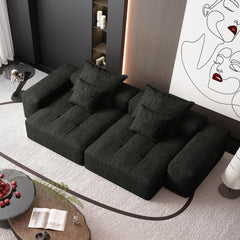 Modern Oversized Modular Sectional Sofa with 2 chaise lounge and 2 armrest,Sparkling Chenille Fabric Soft Cushion Sofa with 4 Pillows,4 PCS DIY Combination Tufted Sofa,No Assembly Required,BLACK