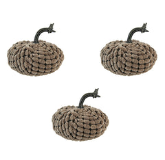 Set of 3, 4.8x4.8x4.8"H Chenille Weighted Pumpkin-Dark Brown, Pumpkin Ornament Decor for Holiday Harvest Festival Fall Festival & Thanksgiving
