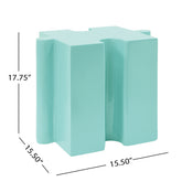 3-Piece Artistic Puzzle Table Set,Modular MGO Side Tables with Interlocking Design (2 Convex & 1 Concave), 200lb Capacity for Indoor & Outdoor,Light Blue & Light Green Color