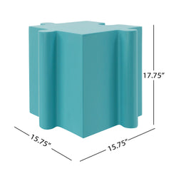 3-Piece Artistic Puzzle Table Set,Modular MGO Side Tables with Interlocking Design (2 Convex & 1 Concave), 200lb Capacity for Indoor & Outdoor,Light Blue & Light Green Color