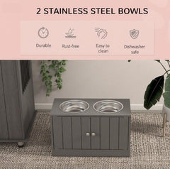 Pet Bowls,Elevated Dog Bowls with Storage Cabinet Containing Large Capacity