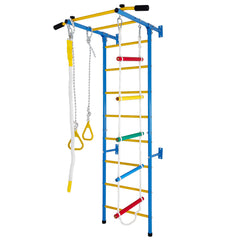 5 in 1 Playset Laddeer Wall Gym With Rope Ladder, Pull-up Bar, Wall Ladder, Rope, And Gymnastic Rings