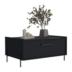 Coffee Table 15.6" H, 1 shelf, 4 legs, Black