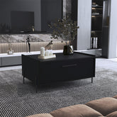 Coffee Table 15.6" H, 1 shelf, 4 legs, Black