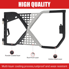 Tube Doors Tubular Half Doors with Rearview Mirror Compatible with 2007-2018 Jeep Wrangler JK JKU Unlimited 4-Doors Safari Tubular Off Road Summer Trail Adventu Competition