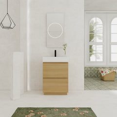 24" Bathroom Vanities with Single Sink Combo, Modern Undermount Bathroom Sink Cabinet with Double drawer, Freestanding Bathroom Sink Cabinet,Engineering wood