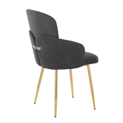 Dahlia Contemporary Dining Chair in Gold Metal and Grey Fabric with Chrome Accent by LumiSource - Set of 2