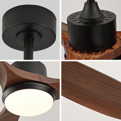 Hot sales 52 Inch Modern Black Ceiling Fan With Light 3 ABS Blades Remote Control Reversible DC Motor With Dimmable LED
