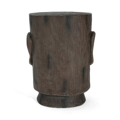 Outdoor Side Table,Easter Island Moai Statue Pedestal End Table Stool,For Home Patio Deck Sunroom Garden Balcony Yard Lawn,Light Grey Color