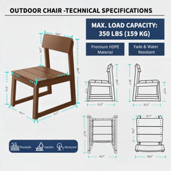 2-Pack Brown HDPE outdoor & garden backres Modernist Designt chairs