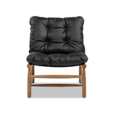 Oxford 26.5" Leather Mid-Century Modern Accent Chair, Noir Black Leather