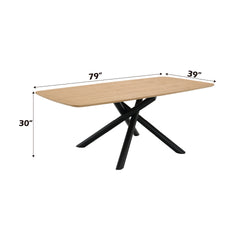Lawton Natural & Black Finish Dining Table