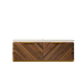 DIPA 48" Wall-Mounted Carrara White Sintered Stone Countertop and Dark Walnut Woodgrain Plywood Cabinet, NO Basin, NO Faucet and Sink Cover