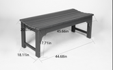 Backless HDPE Adirondack Bench with Wood Texture, Poly Lumber Seat for Patio, Backyard, Balcony, All Weather Resistant with UV Protection, Gray