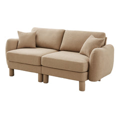 Boucle Fabric 2-seater Loveseat Sofa Couch With Distinctive Shell-shaped Armrests,Cylindrical Legs Wrapped with Self-fabric,Coffee Color