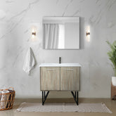 Rustic Acacia Bath Vanity 36 in. W x 20 in. D, Cultured Marble Top, Rose Gold Faucet Set and 28 in. Mirror