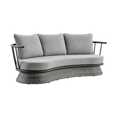 Novante Wicker and Aluminum Outdoor Sofa in Black and Dark Gray