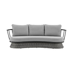 Novante Wicker and Aluminum Outdoor Sofa in Black and Dark Gray