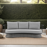 Novante Wicker and Aluminum Outdoor Sofa in Black and Dark Gray