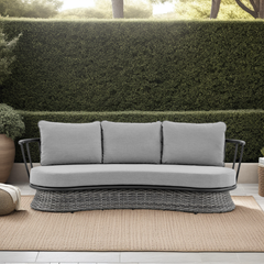 Novante Wicker and Aluminum Outdoor Sofa in Black and Dark Gray