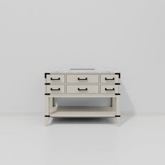 White Oak Single Bath Vanity 48 in. W x 22 in. D, with Carrara Marble Top
