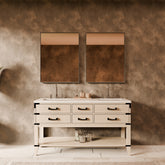 White Oak Double Bath Vanity 60 in. W x 22 in. D