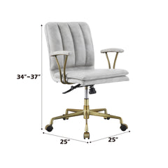 Damir Vintage White Top Grain Leather & Chrome Finish Office Chair