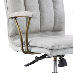 Damir Vintage White Top Grain Leather & Chrome Finish Office Chair