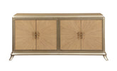 Dodie Natural Oak Sunburst Pattern & Taupe Champaign Finish Console Cabinet