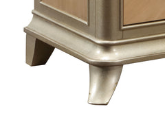 Dodie Natural Oak Sunburst Pattern & Taupe Champaign Finish Console Cabinet