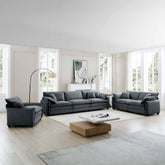 3 Piece Comfortable Oversized Sectional Sofa, One Single Sofa and One 2-Seater Sofa and One 3-Seater Sofa ,Grey Corduroy Deep Seat Sofa