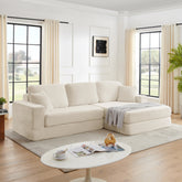 Right sofa seat, L shape Modular Sectional Sofa, Compressed Sectional Sofa Modern Minimalist Style Corduroy Couch,Unfold into a bed, Bedroom, Comfy Compressed Sofa Couch Space-Efficient Design-Beige