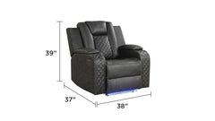 BENZ LED & Power Recliner Chair Made With Faux Leather in Gray same as 659436262294 (CA inventory)
