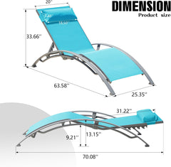 Pool Lounge Chairs Set of 2-Lake Blue (2 Lounge Chairs)