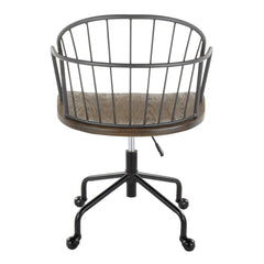 Riley Farmhouse Adjustable Office Chair in Black Metal and Dark Walnut Wood by LumiSource