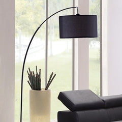 86" Tall Metal Floor Arc Lamp "Bella", Black