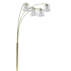 84" Tall Metal Floor Lamp with Brass Finish, Crystal Chandelier design