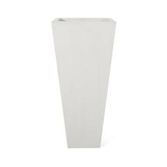 13" x 28.5" Outdoor Modern MGO Cast Stone Planter, White