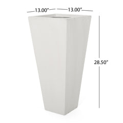13" x 28.5" Outdoor Modern MGO Cast Stone Planter, White